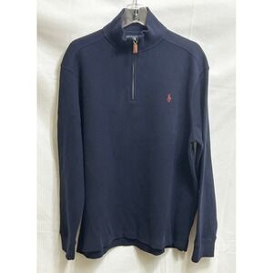Polo Ralph Lauren Mens Navy Blue Quarter Zip Pullover Sweater Red Pony Logo XL